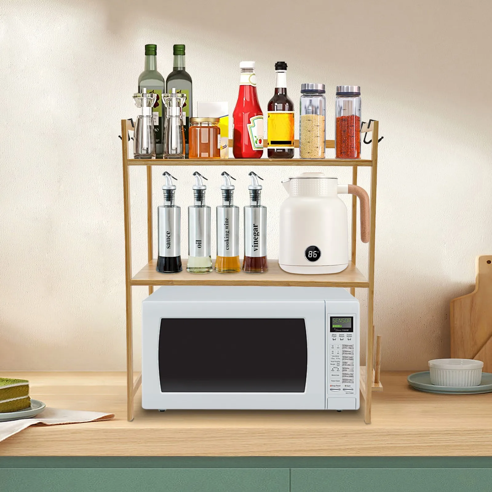 

2-Tiers Modern Kitchen Rack Microwave Oven Stand Storage Shelf Organizer Rack
