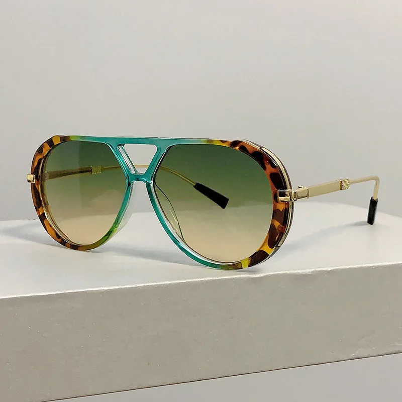 Big Frame Vintage Pilot Sunglasses Women For Men Luxury Brand Designer Sun Glasses Popular Outdoor Punk Double Bridge Shades