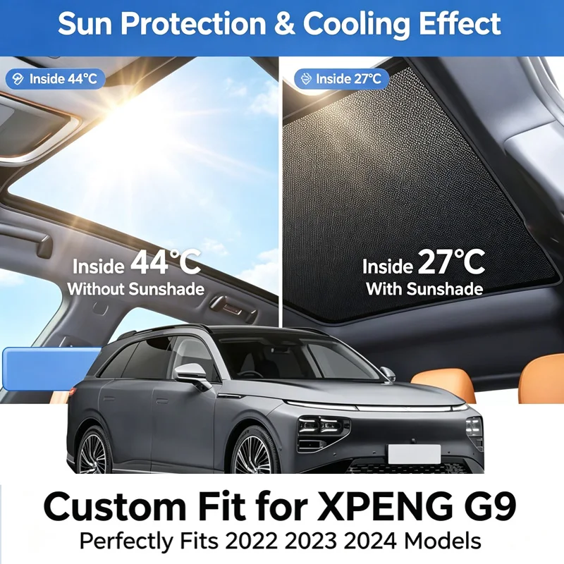 For XPENG G9 2022 2023 2024 Heat Insulation Skylight Sticker Accessories Car Electrostatic Adsorption Sunroof Sunshade Covers