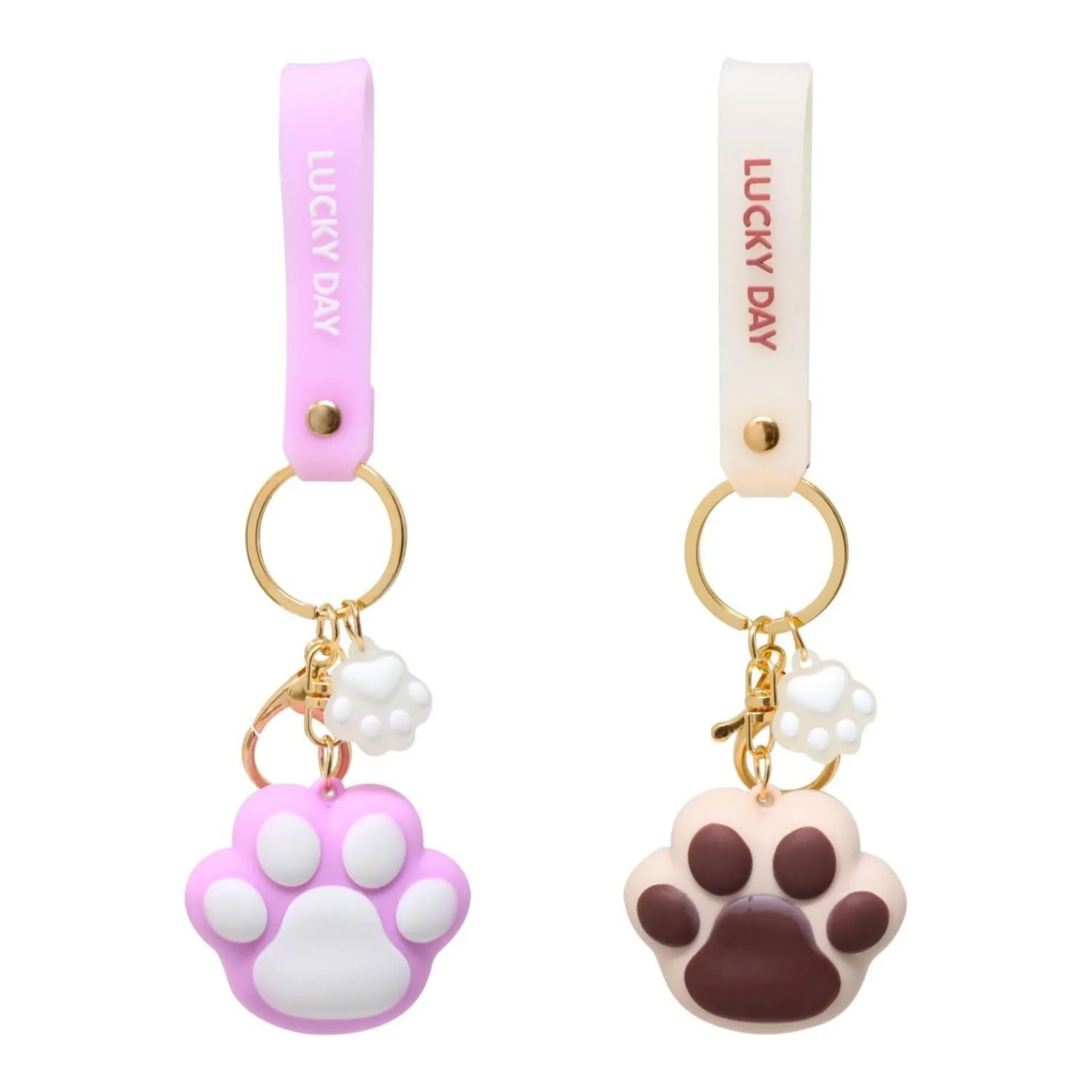 Cute Paw Print Keychains Fancy Pet Animal Key Ring Backpack Hanging Ornaments with Handle for Bag Cellphone or Car Pendant