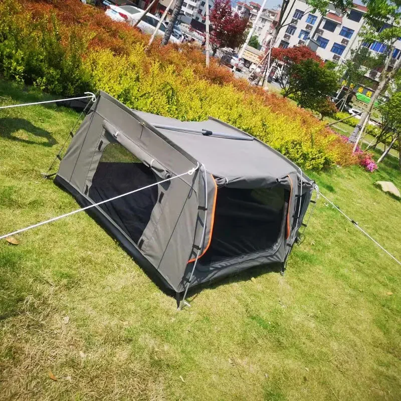 Outdoor camping, windproof and rainproof double square tunnel tent, hand-built family park portable tent set