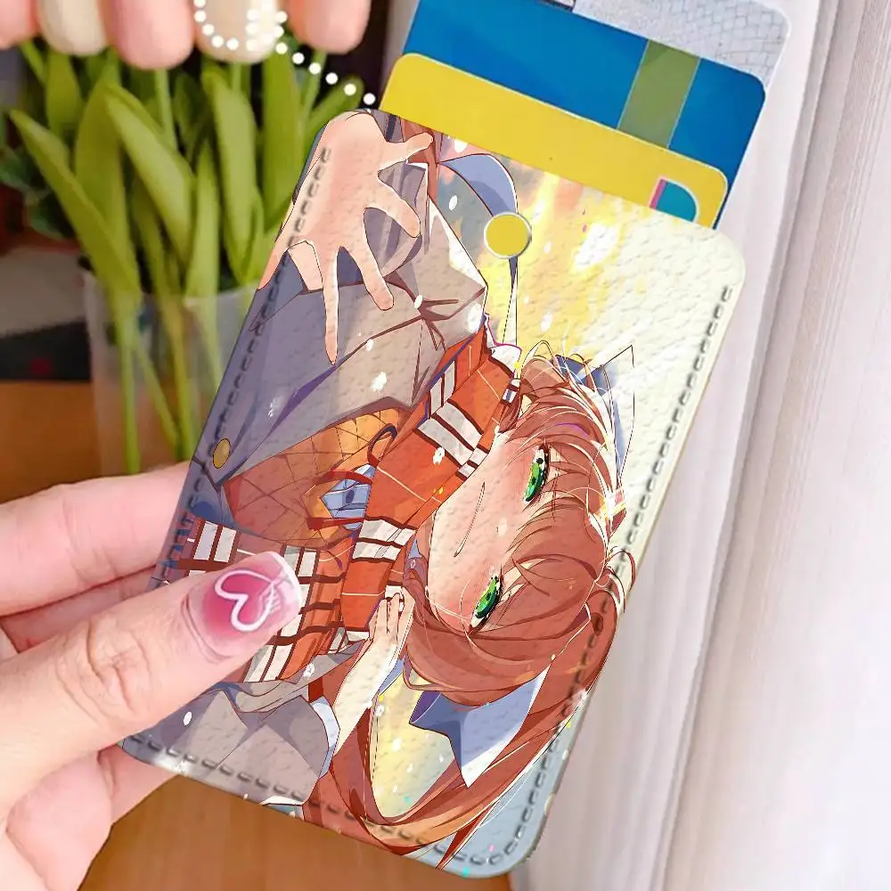 Cute Girl M-Monika Custom Access Card Case Leather Card Holder Transportation Card Case