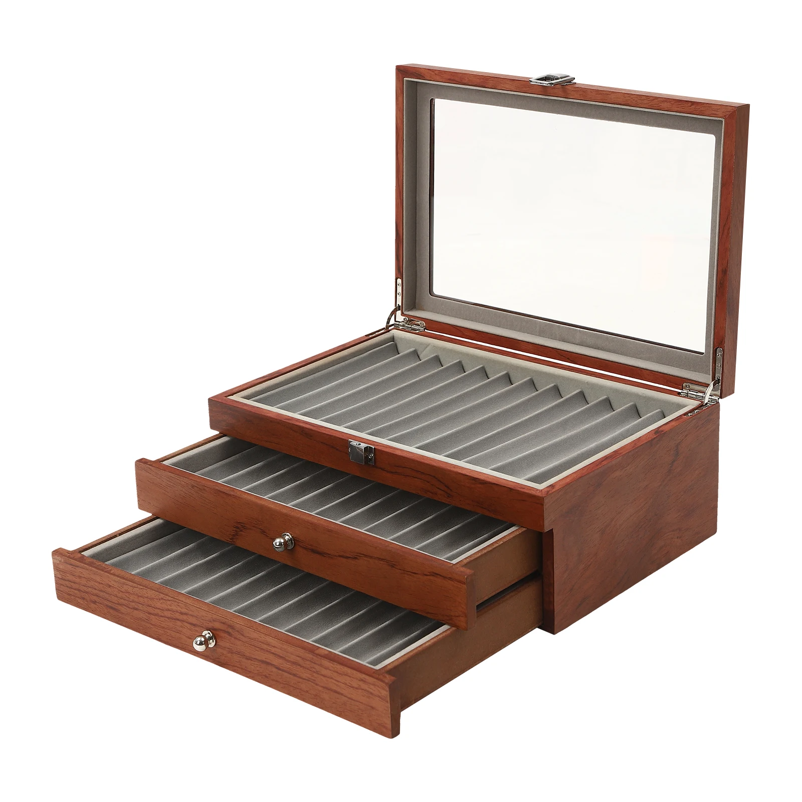 34 Slots Fountain Pen Storage Drawer Cabinet Rosewood Show Box Student Stationery Organizer Case For Gift