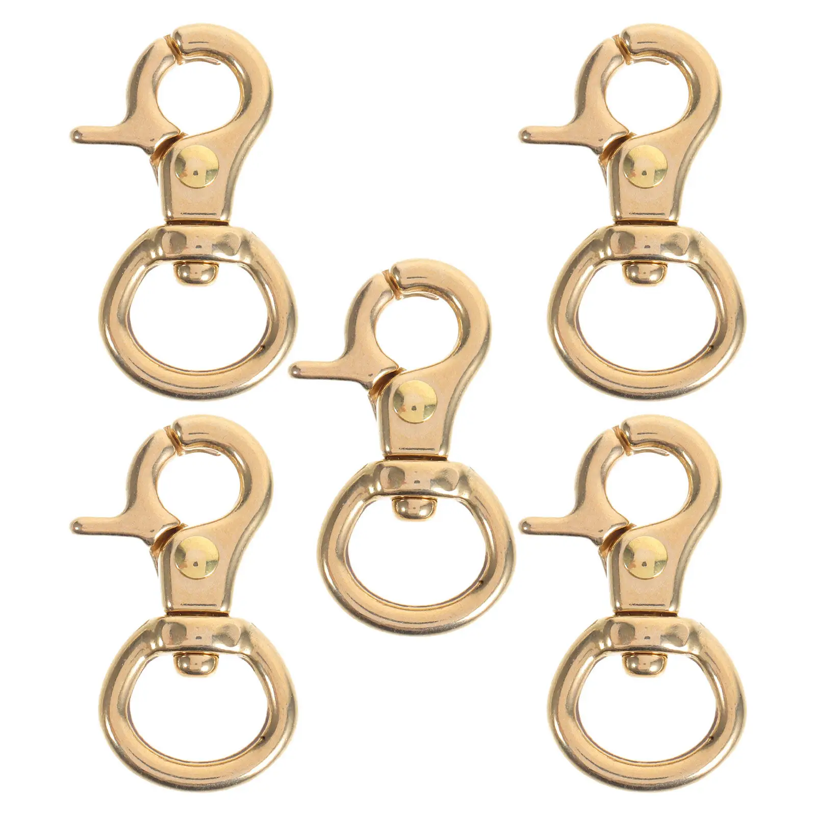 5Pcs Pure Brass Swivel Lobster Claw Clasps Rotating Snap Hook Keychain Buckle Clips 0.47 Inch Inner Diameter for DIY Purse Bag
