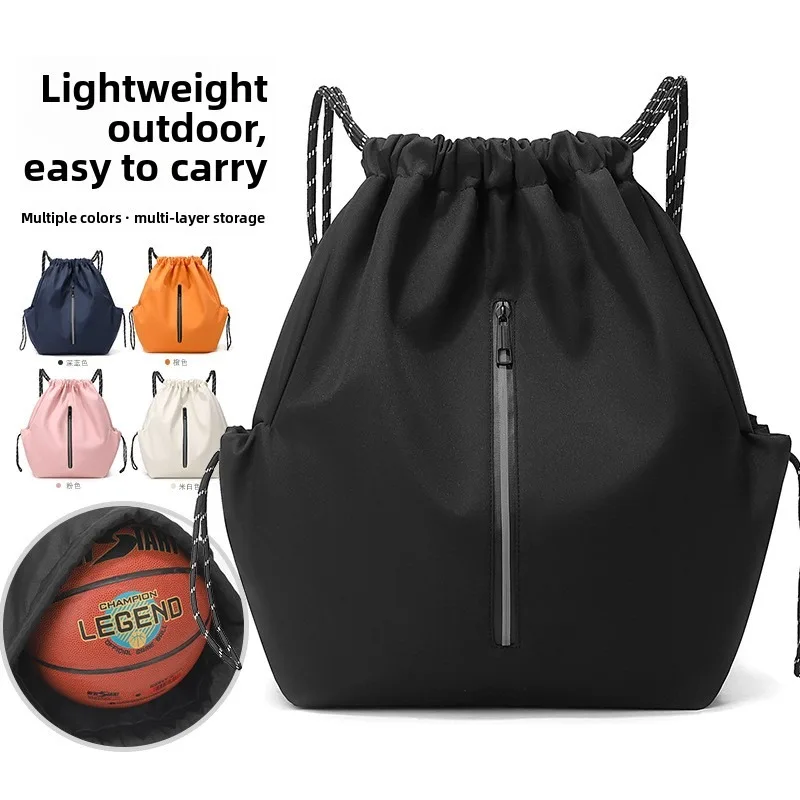New Men Football Backpack Nylon Large Capacity Drawstring Bag Sports Travel