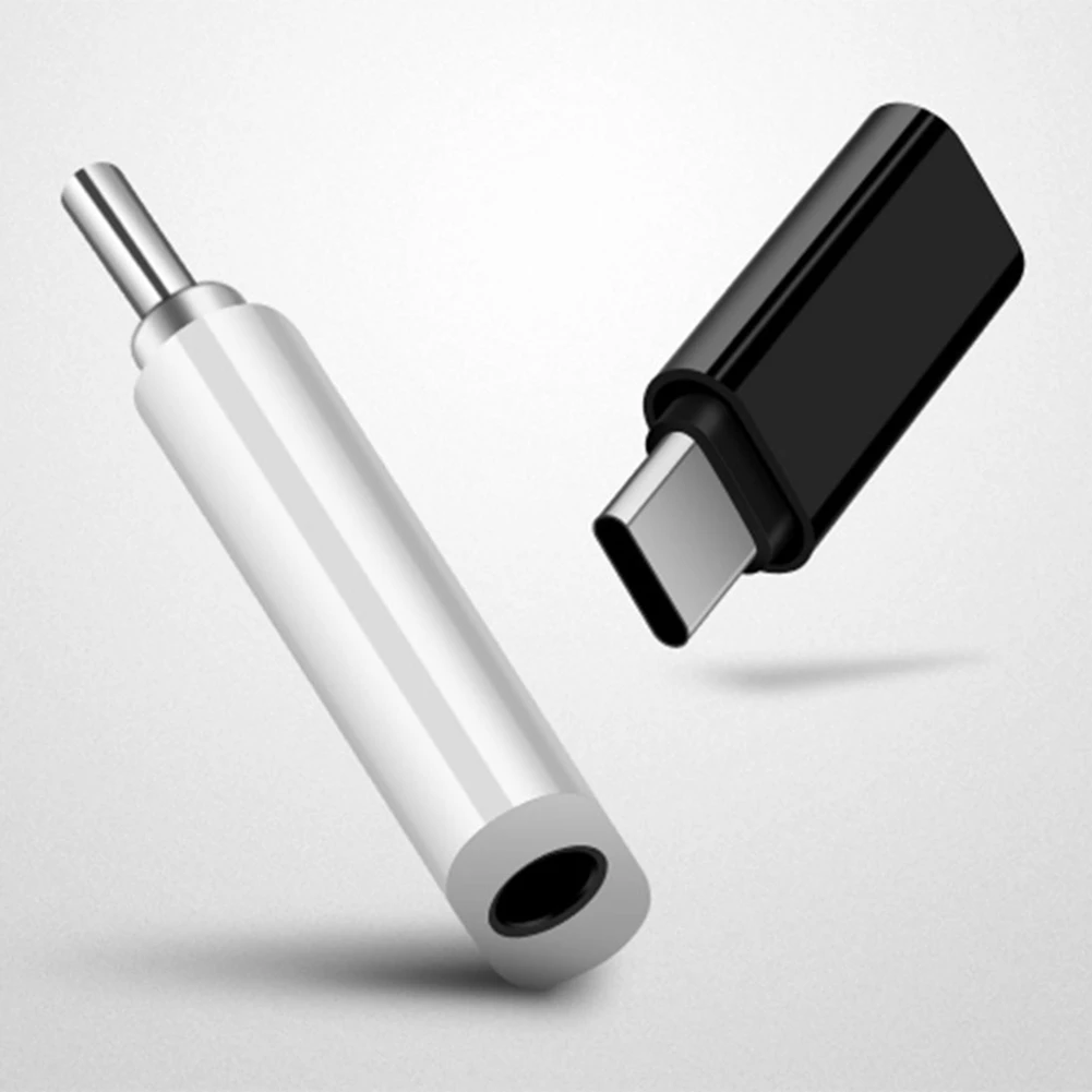 10 sztuk Adapter USB C do gniazda słuchawkowego 3,5 mm kompatybilny z kablem pomocniczym typu C do słuchawek Konwerter cyfrowy Czarny