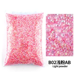 TM-Light Pink AB Wholesale Bulk Resin Rhinestone Jelly transparent 2mm,3mm,4mm,5mm,6mm Facets FlatBack Nail Garment Decoration