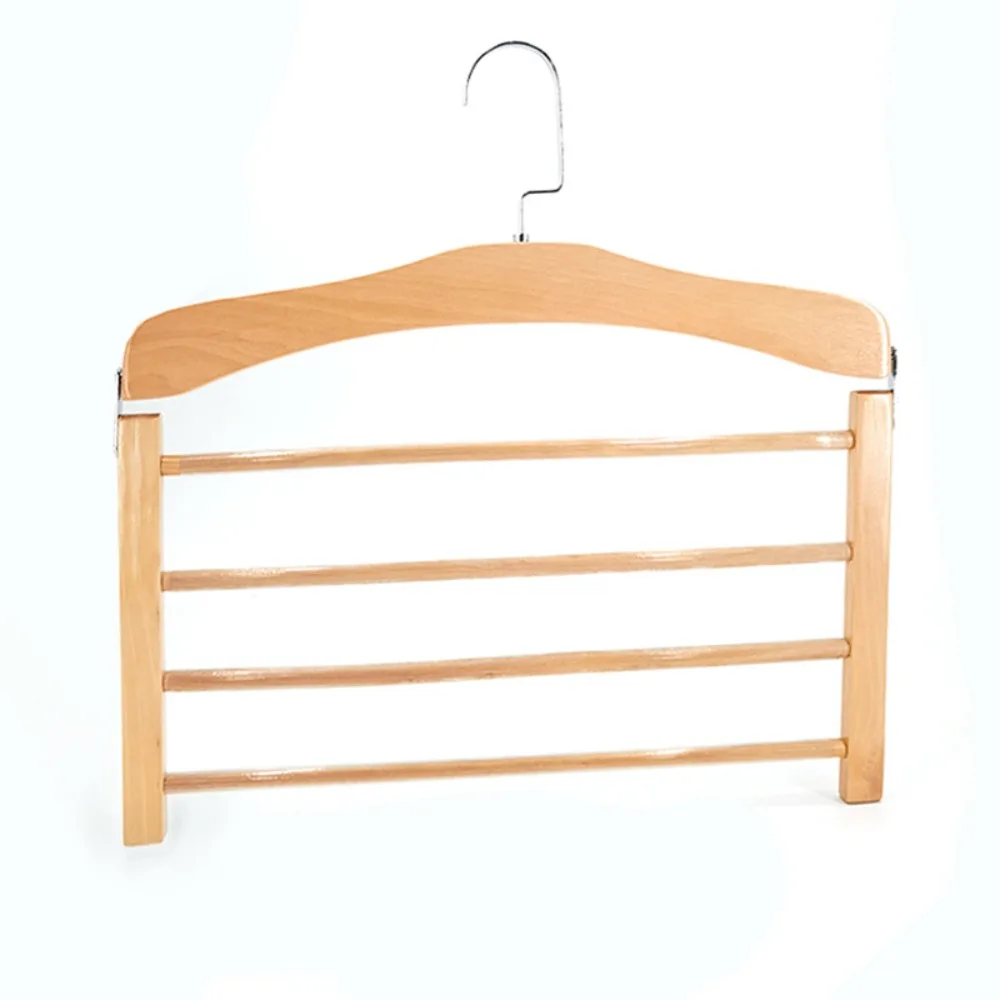 

Storage Organizer Wooden Pants Hanging Anti Slip Traceless Multi-layer Flat Hook Rotatable Creative Pants Rack Clothing