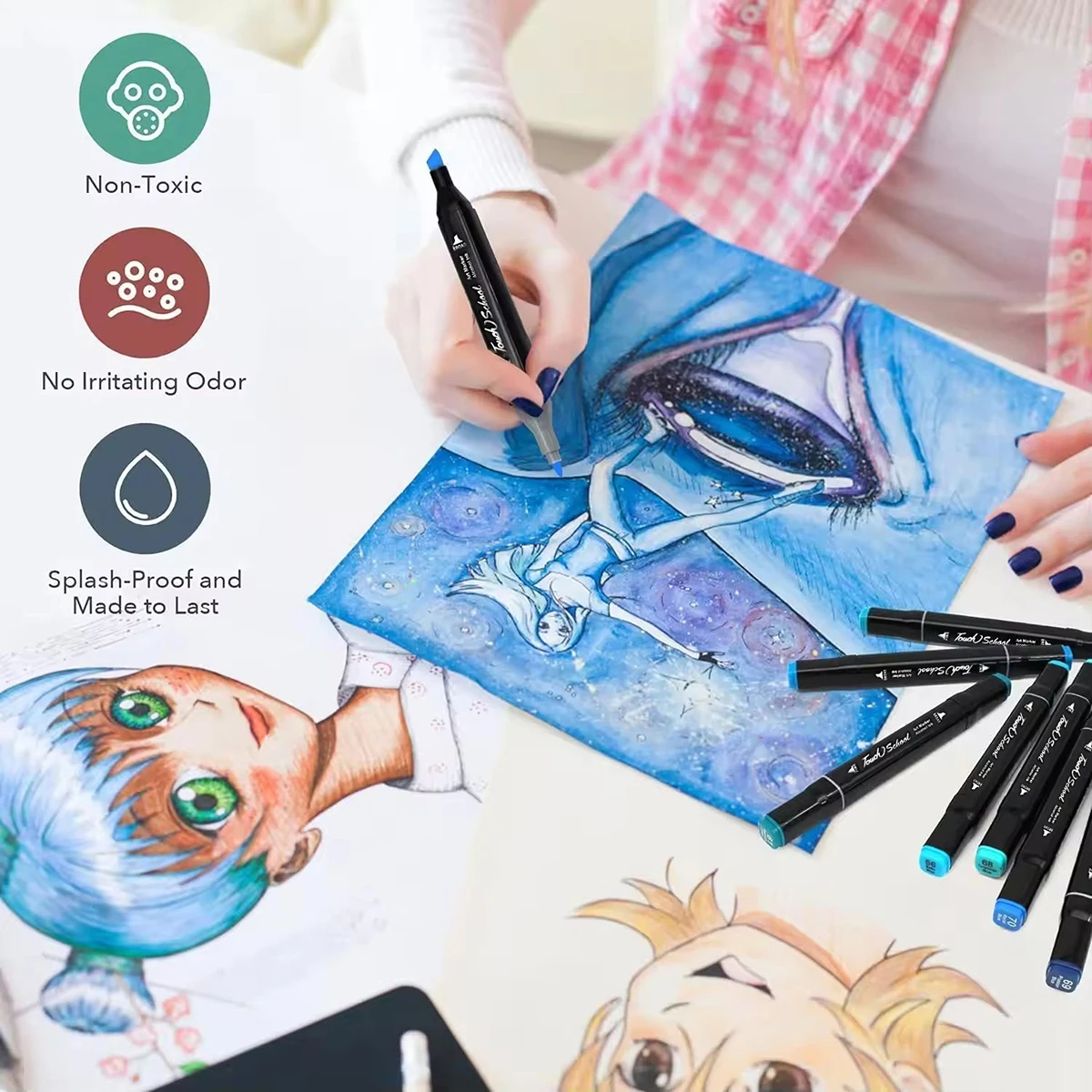 24/60 قطعة مجموعة أقلام تحديد برأسين لرسم رسم الزيتية تلميح القائمة على علامات الكتابة على الجدران مانغا مدرسة لوازم فنية أقلام تلوين #6