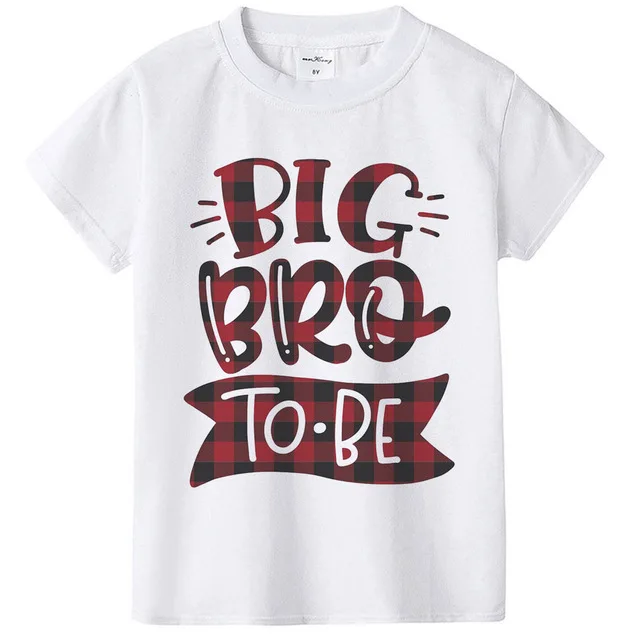 Printed Big Brother Collection Boy\'s T-shirt Round Neck White T-shirt for Kids in Summer Big Bro Boy Tops 80-130cm