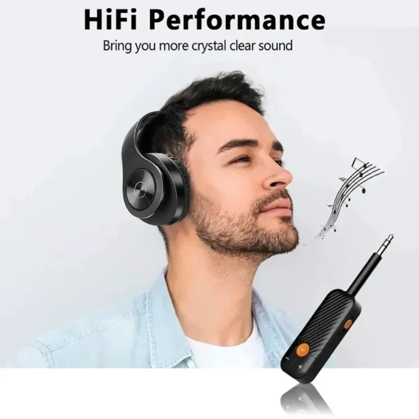 Wireless Bluetooth 5.2 Stereo Music Adapter Receiver Transmitter 3.5MM AUX Port with Mic For PC TV Car Speakers Headphones view 4