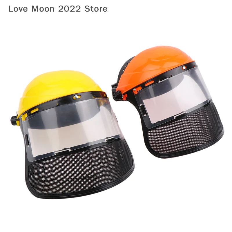 Casque de sécurité pour coupe gazon de jardin, chapeau avec masque de Protection complet en maille pour débroussailleuse, Protection forestière