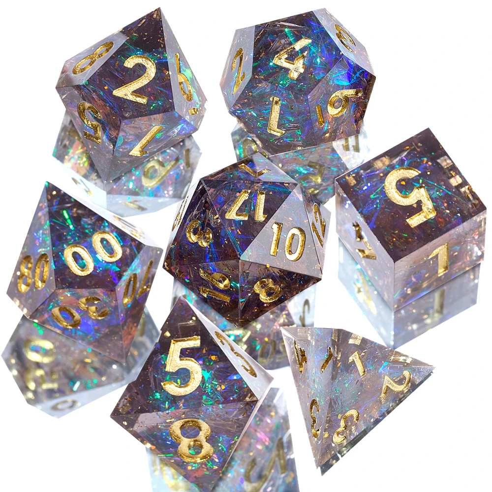 

MINI PLANET Galaxy Series Handmade DND Dice Set Polyhedral Resin Dice For TRPG Desktop Game Dice D&D Accessories 7pcs/set