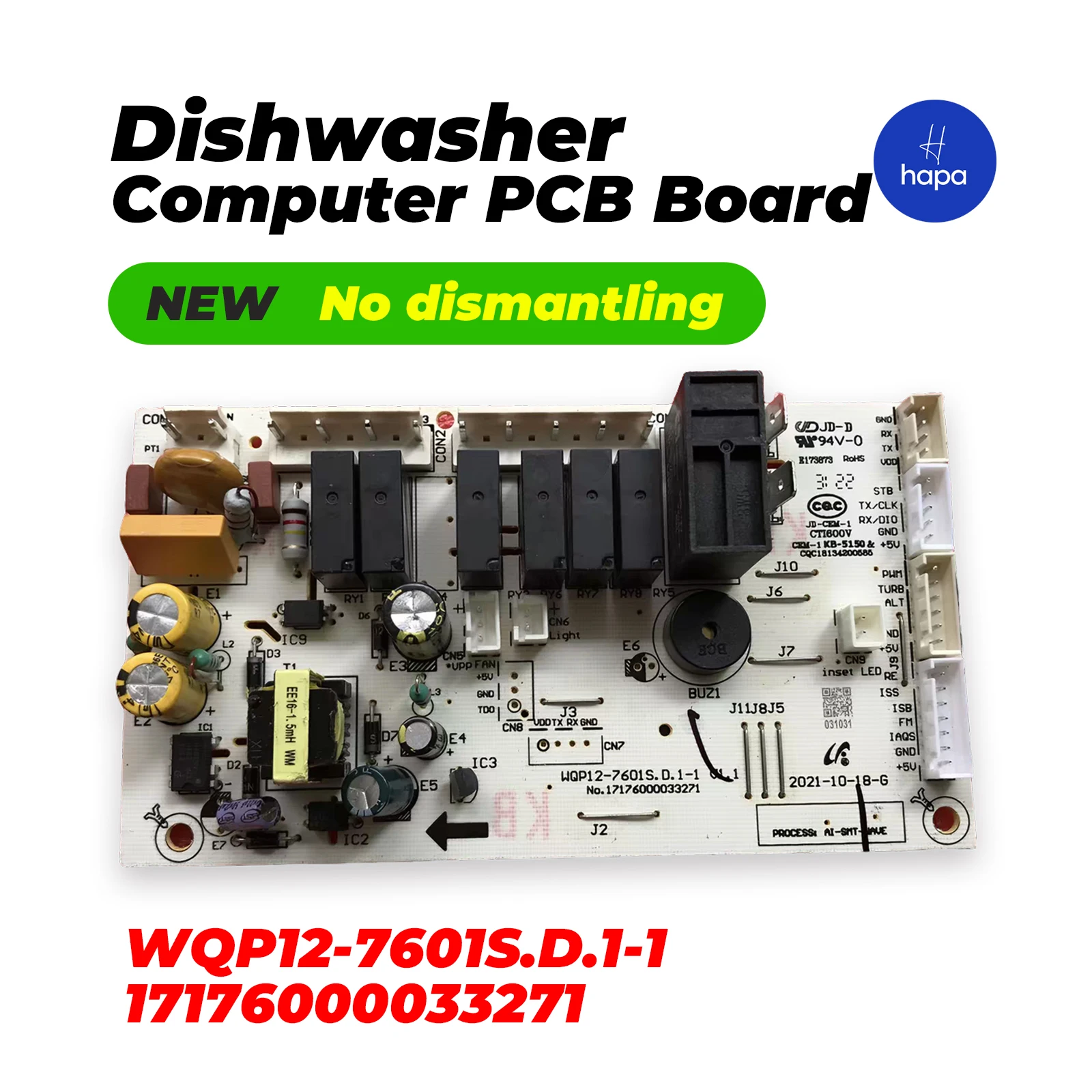 Placa PCB de ordenador para lavavajillas Midea WQP12-7601S.D.1-1, pieza de repuesto del circuito de control principal