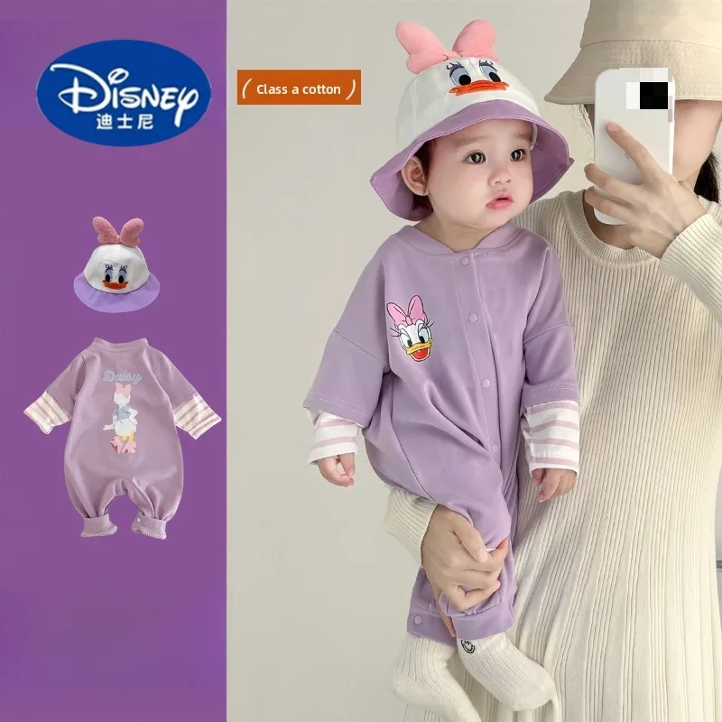 

Disney Baby Daisy Soft Cotton Bodysuit, Infant Jumpsuit for Fall, Unisex Creeper Outfit