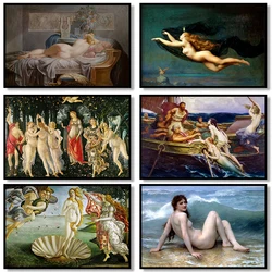 Classic Goddess Oil Painting Retro Group Portrait Poster Famous Art Works Canvas Painting Wall Art Home Decoration Aesthetic