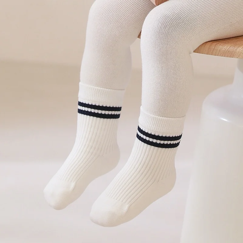 Kids Socks For Girls Boys Cotton Striped Children's Sock Soft Student Sport White Black Baby Toddler Sock Spring Autumn 0-8Years