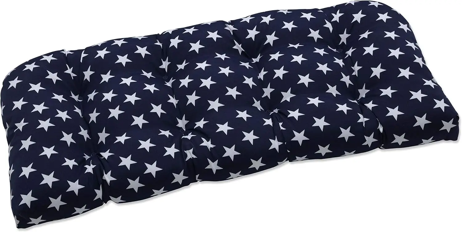

Americana Indoor/Outdoor Sofa Setee Swing Cushion, Tufted, Weather, And Fade Resistant, 19"" X 44"", Blue/White Ey, 1 Count