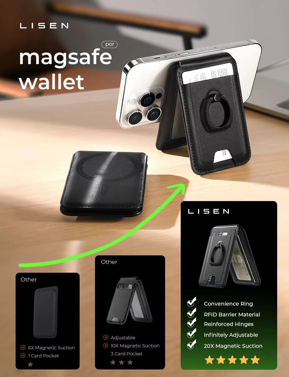 Luxury Leather Cellphone Magsafe Magnetic Card Holder For IPhone 14 11 12 13 15 Pro Max 15Plus Phone Bank ID Card Wallet Case