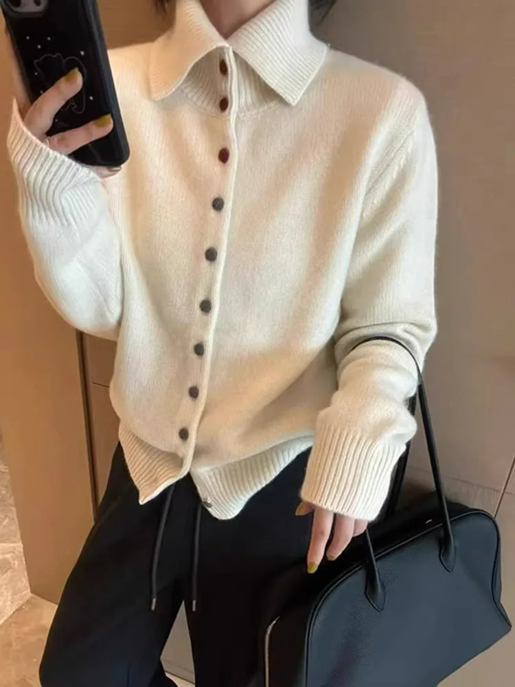 Zacht, gezellig gebreid vest met enkele knop Lang Sve Casual veelzijdige top Bovenkleding Trendy Sle Pendelen Koreaanse losse pasvorm