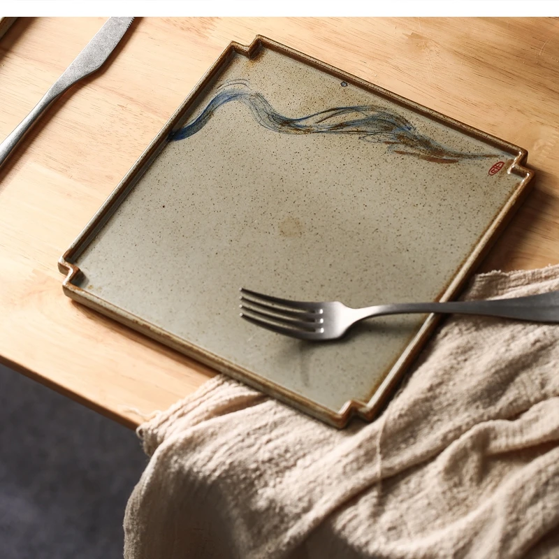 

Ceramic flat restaurant steak dinner sushi household tea tableware dessert