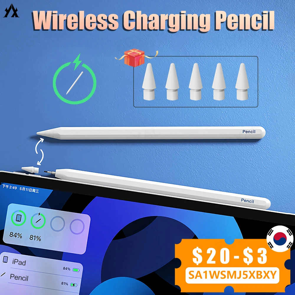 

Magnetic Wireless Charging Stylus Pen For Apple Pencil 2 1 iPad Pencil Palm Rejection Tilt for iPad Air 4 5 Pro 11 12.9 Mini 6