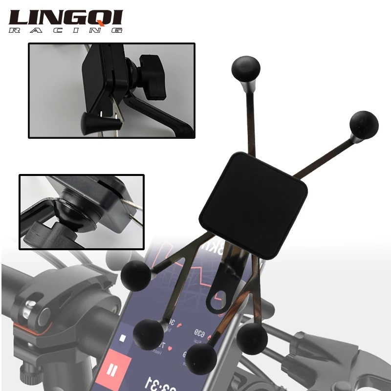 LINGQI RACING Cell Phone Holder Stand Smartphone Bicycle Clamp Accessories For Universal Motorcycle Scooter Motorbike Ebike