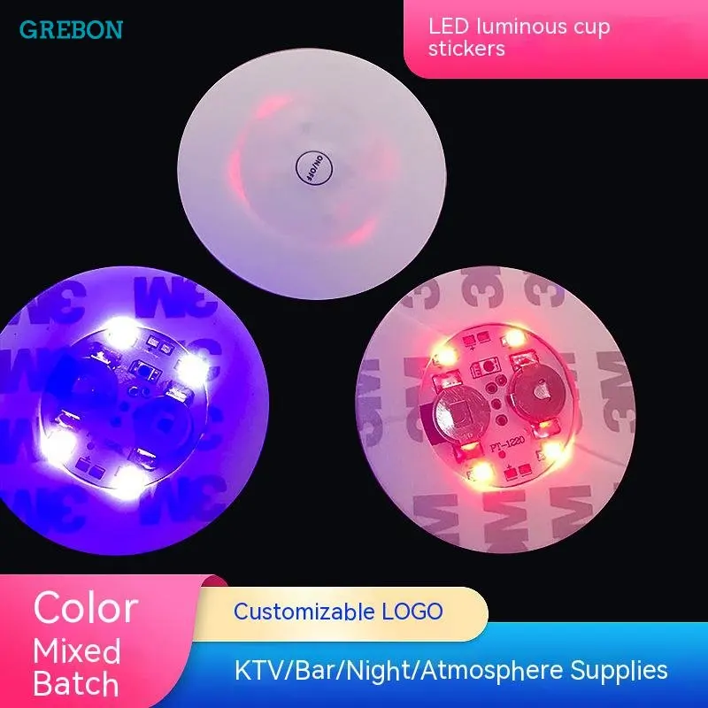 LED Light-emitting Cup Sticker Colorful Flashing Bottle Sticker Coaster Stall Milk Tea Cup Sticker Party Bar Nightclub Props