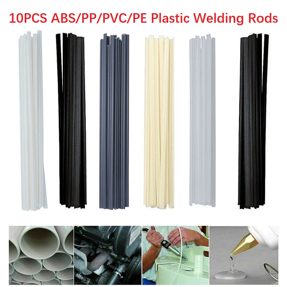 Hastes de soldadura plástica para o reparo do amortecedor, ABS, PP, PVC, PE varas, fontes do soldador, 200mm, 10Pcs