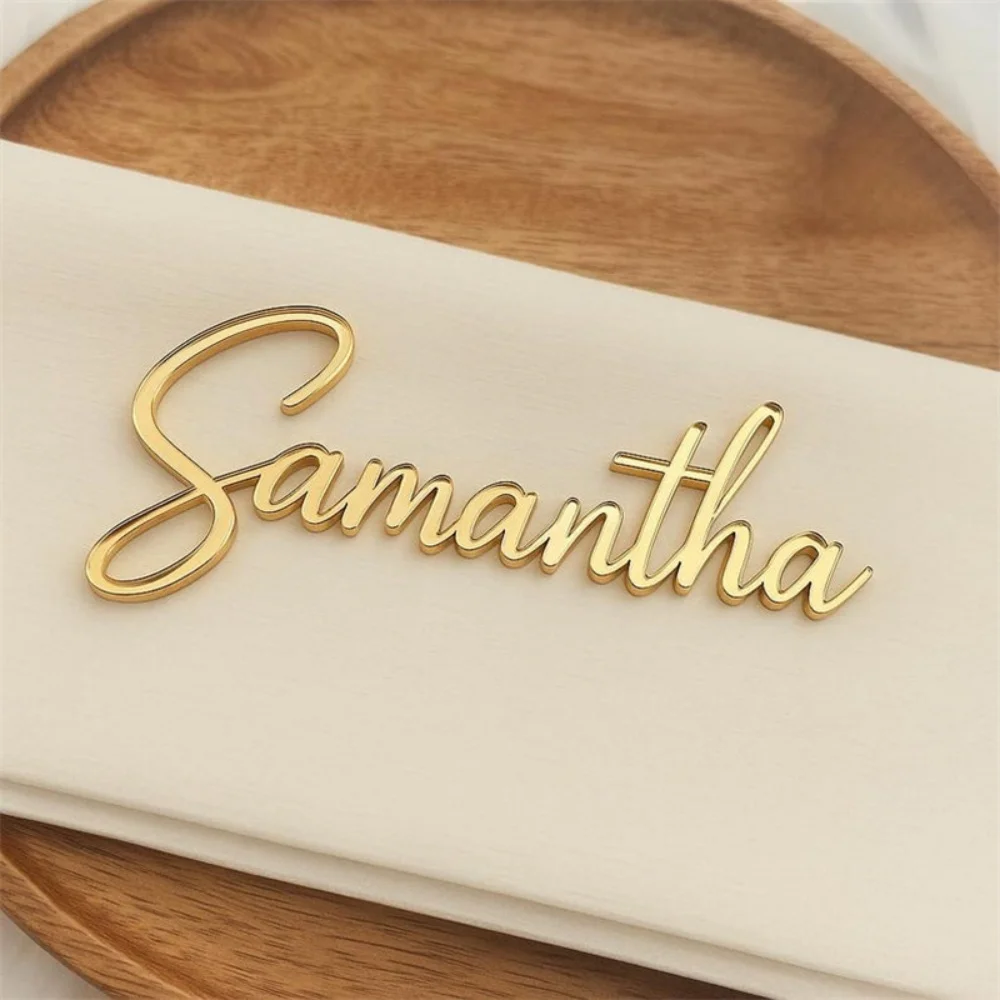 Customized Acrylic Wedding Seat Place Cards Custom Name Mirror Table Name Sign for Wedding Reception Banquet Event Party Supply