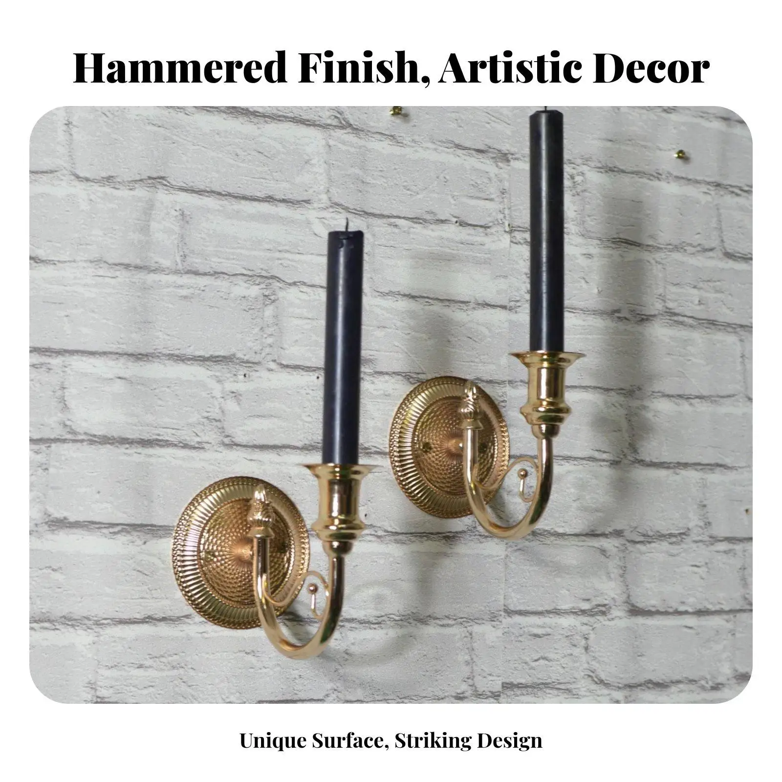 Iron Wall Sconce Hammered Texture Candle Stick Holder Classic Decorative Candlestick for House Decoration