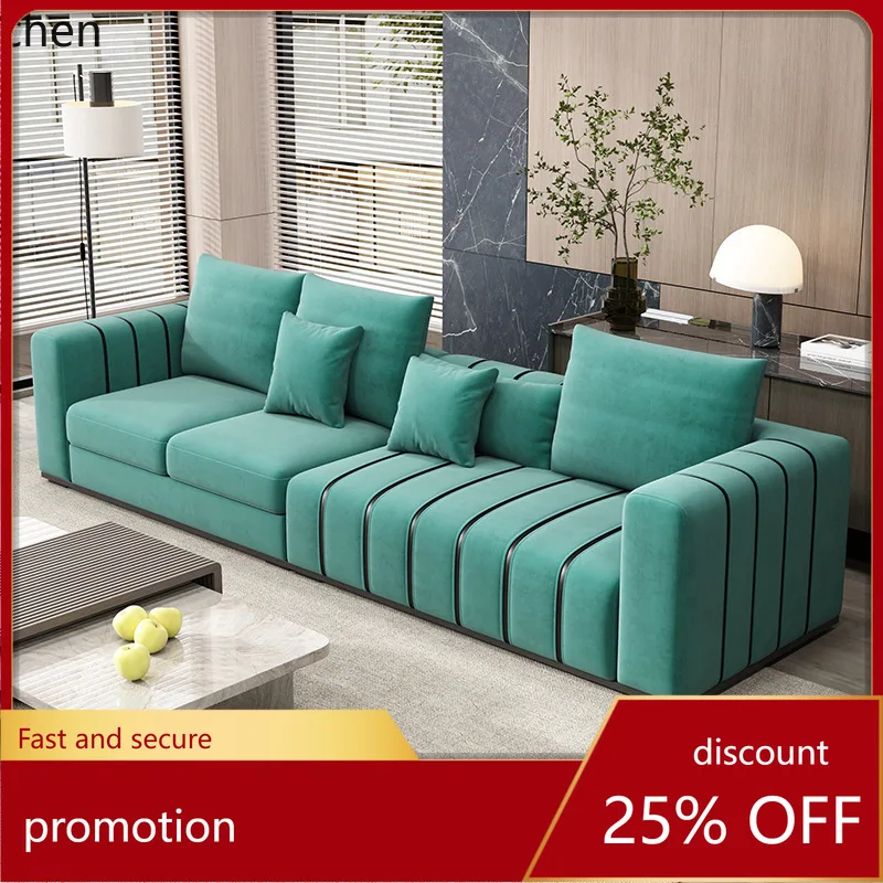 HXL Wash-Free Fabric Sofa Living Room Light Luxury Piano Style Straight Sofa