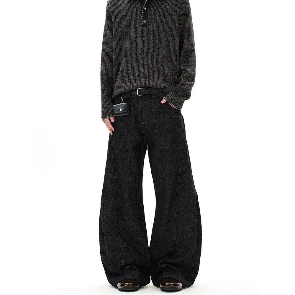 

Американские ретро-джинсы с объемным деконструированным дизайном, новые мужские свободные прямые брюки-сабля