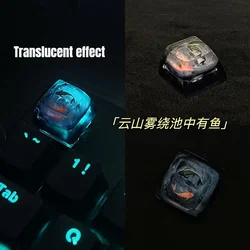 Cyprinus Carpio Keycaps Resin Handmade Creative OEM R4 Height Koi Artisan Keycap for Mechanical Keyboard Accessories Gifts