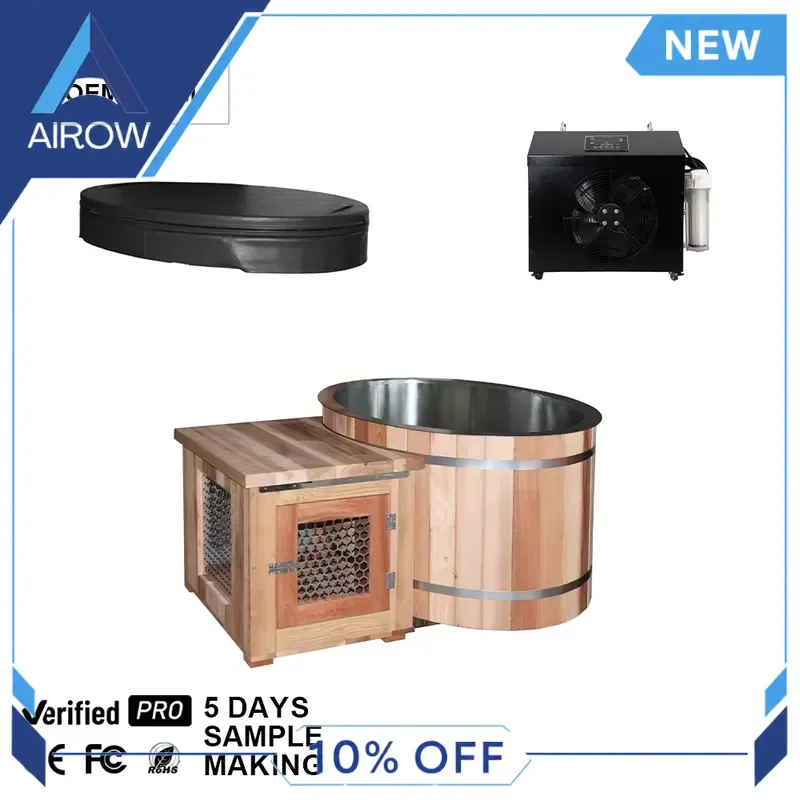 for Stainless Steel Cedar Wood Ice Bath Tub Outdoor Cold Plunge Pool Commercial Fitness Center Shower Recovery Spa Barrel