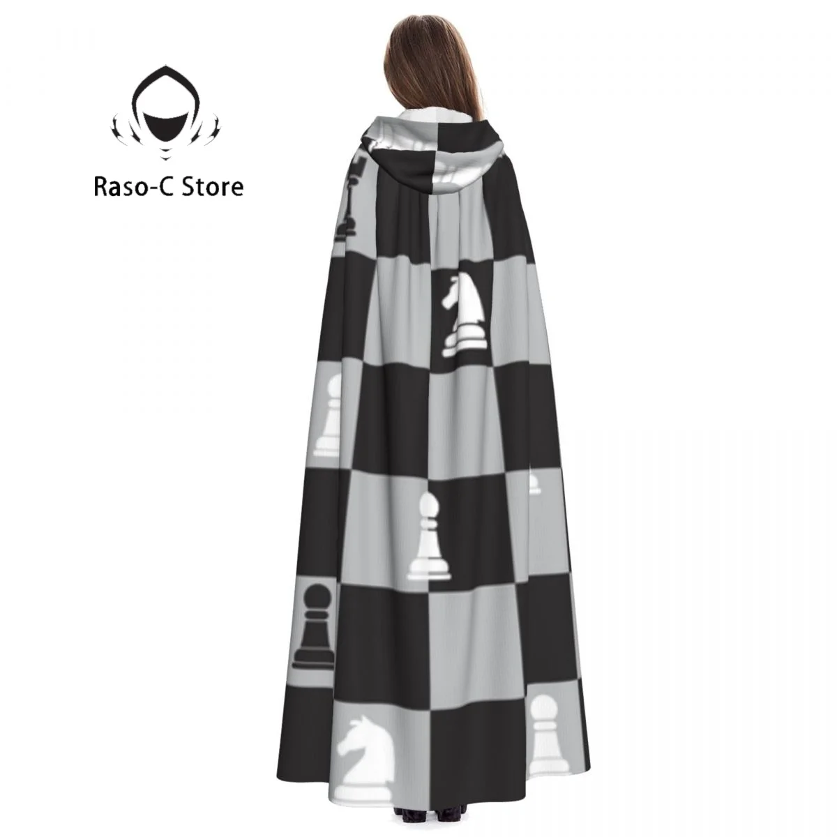 Hooded Cloak Unisex Cloak with Hood Chess Cloak Vampire Witch Cape Cosplay Costume