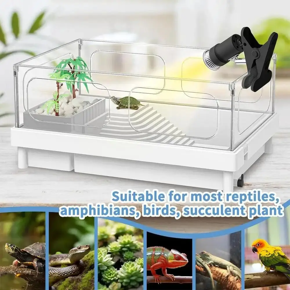 

25W/50W/75W Turtle Basking Lamp Adjustable Heating Thermostat Reptile Heat Lamp Reptiles Basking Clip-on Lamp Holder