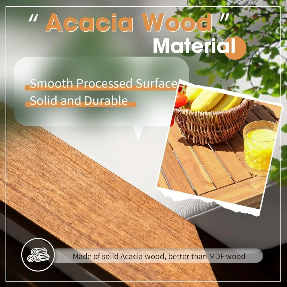 Juego de sofás de madera de Acacia para exteriores, muebles de Patio con mesa y cojines, sillas de porche para jardín, terraza y Patio trasero, 4 piezas