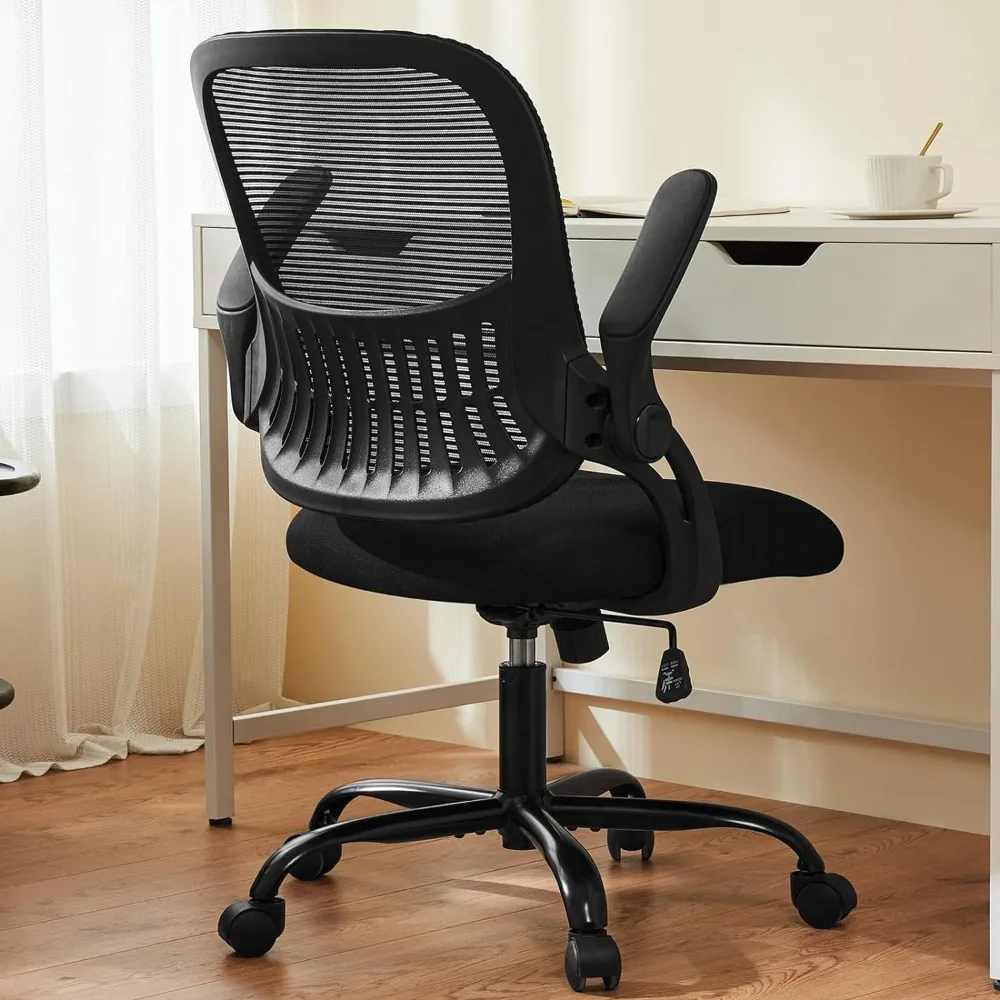 Chaise de Bureau Ergonomique à Dossier Moyen, en Maille Roulante, Confortable, Lombaire, pour Ordinateur de Travail et Travail