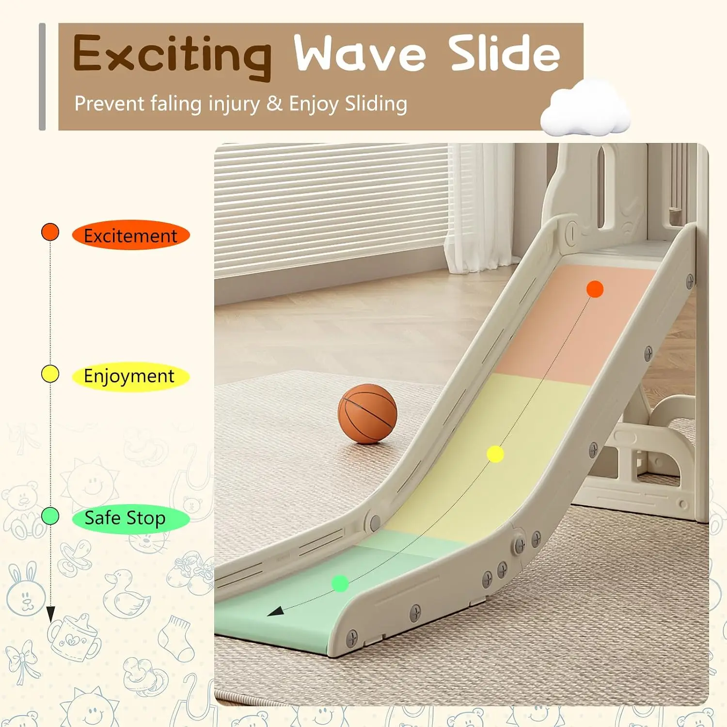 Toddler Slide, Kids Climber Slide with Storage Space & Non-Slip Steps