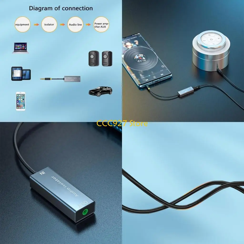 B03F Aux Noise Reducer Ground Loop Noise Isolator 3.5mm Isolator Auido Humming Hissing Buzzing Noise