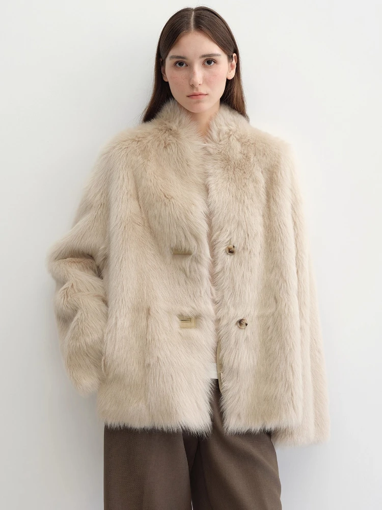 

High-end Luxury Toscana Lamb Fur Shearling Jackets for Women 2025 New Simple Stand Collar Winter Genuine Leather Real Fur Coat