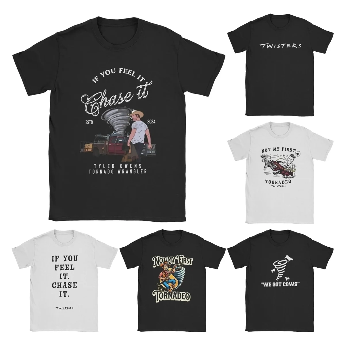 Herren-T-Shirt Twisters 2024, wenn Sie es fühlen, verfolgen Sie es, lustiges Baumwoll-T-Shirt, kurzärmelig, Action-Thriller-Film-T-Shirt, Kleidung in Übergröße