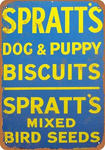 Patisaner Metal Sign - 1936 Spratt's Dog and Puppy Biscuits - Rusty Look 8x12 inch