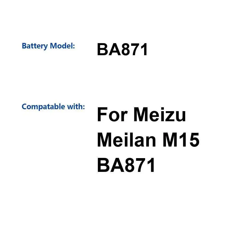 

Mobile Phone Battery For Meizu Meilan M15 BA871 High Capacity 3060Mah