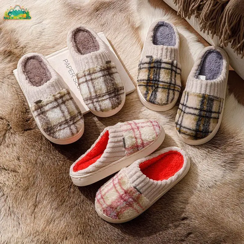 Winter Warm Plush Women's Cotton Slippers, Practical Anti-slip Soft-soled Home Slippers, Lined Thick-soled Slippers
