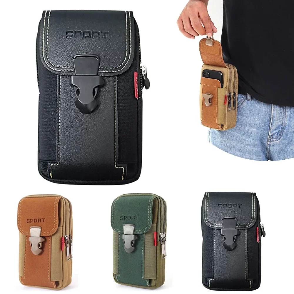 Bolsa de cinto de telefone móvel para homens, coldre de telefone, saco de cintura Molle, pequeno cinto tático, titular do cartão mochila