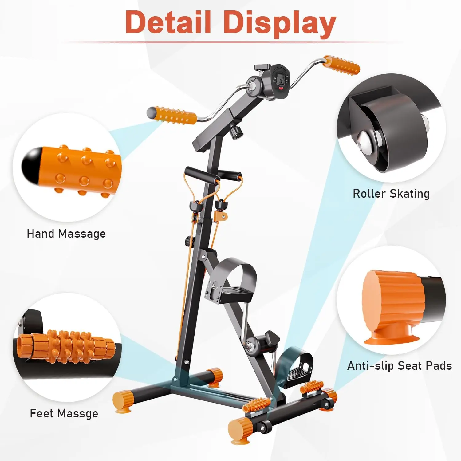 Dskeuzeew Pedal Exerciser Bike Hand Arm Leg and Knee Peddler, Arm Leg Knee Physical Therapy Exercise Bike, Adjustable Fitness Re