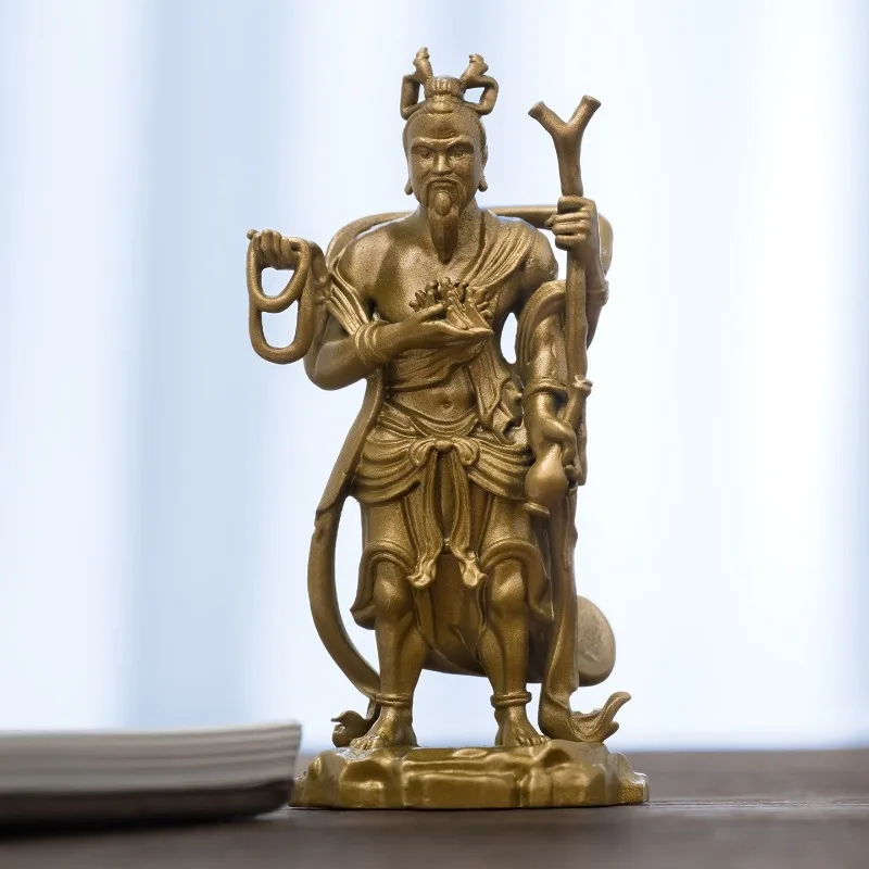 Brass Tang Mi “Twelve Heavens” Fire Heaven Ornament Vintage Agni Statue for Home Worship Living Room Study Decor