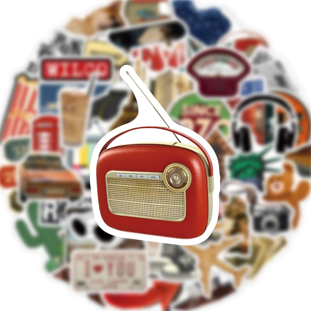 10/30/50pcs 빈티지 아메리칸 스타일 아트 그래피티 스티커 레트로 만화 스티커 스케이트보드 노트북 전화 방수 데칼 팩